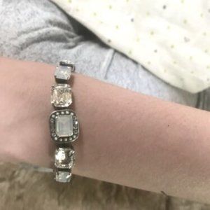 MARIANA SWAROVSKI CRYSTAL BRACELET SILVER PLATED WHITE/CRYSTAL/OPAQUE RECTANGLE